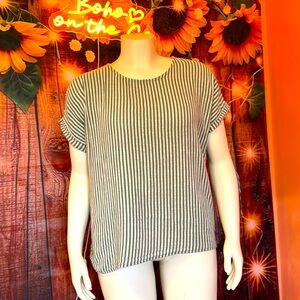 Cherishh forest green and gray cap Sleeve Blouse 100% cotton large